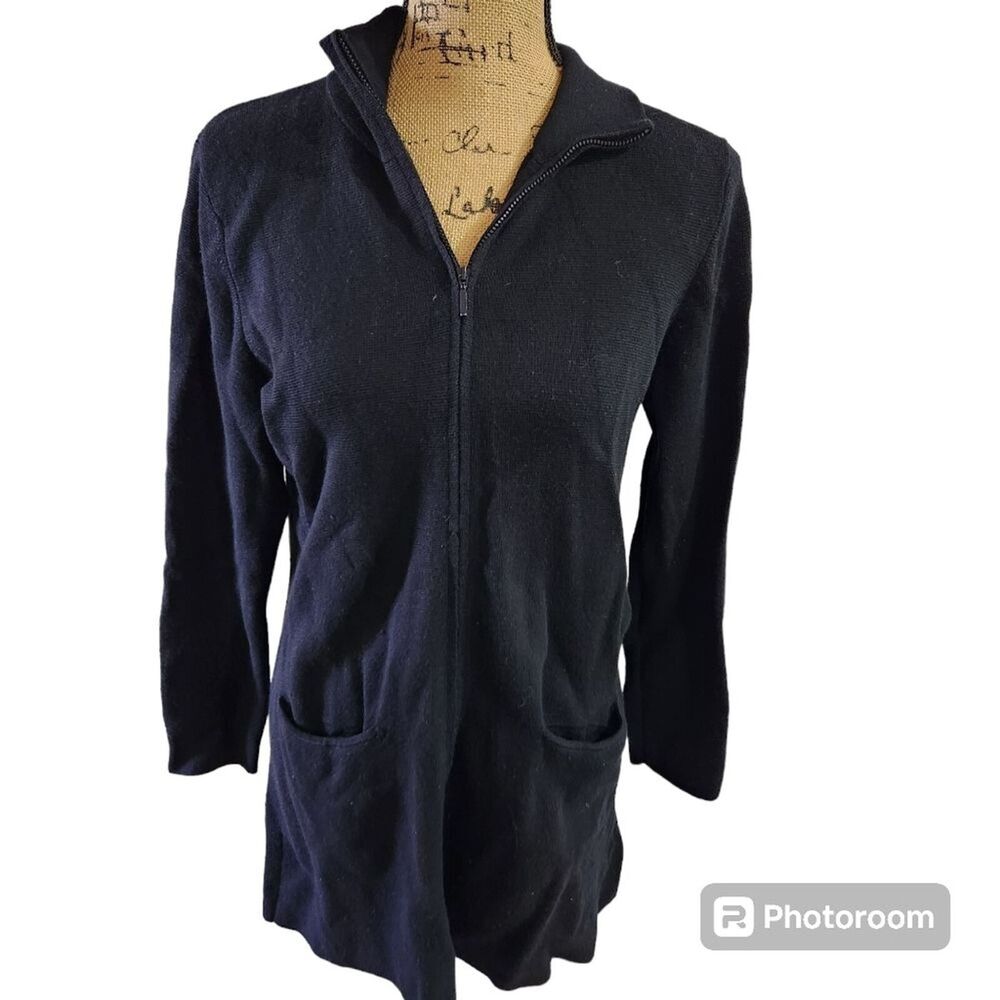 Eileen Fisher Full Zip Cardigan Womens SZ Med Italian Yarn Simple Capsule Casual